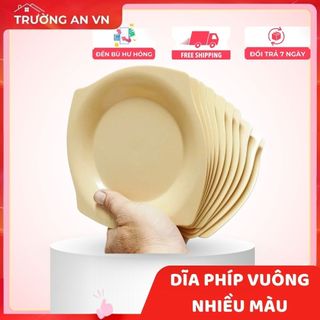 [10 DĨA] Đĩa Phíp Vuông Melamine Nhiều Màu – Bộ 10 Đĩa Nhựa Phíp Bền Đẹp Chống Vỡ – Trường An VN