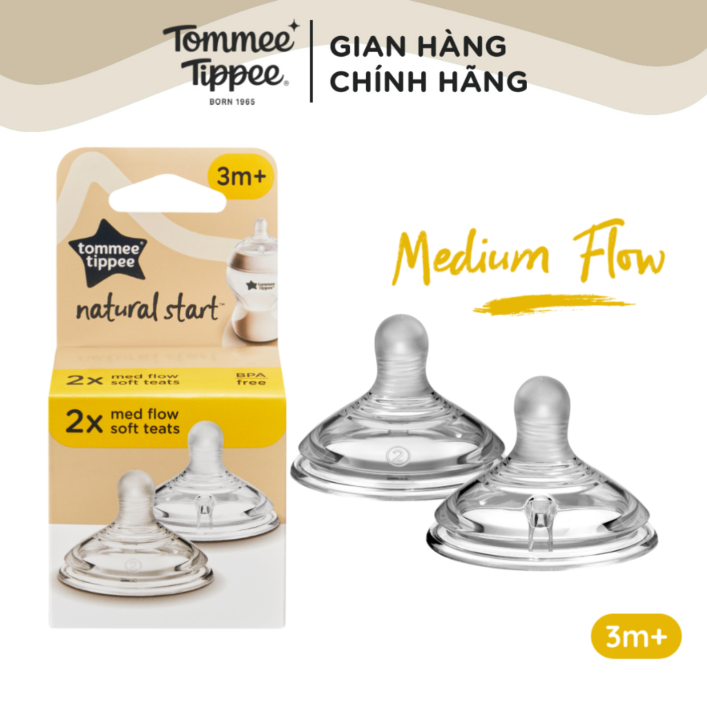 Ảnh Núm Ty Silicon Siêu Mềm Tự Nhiên Cho Bé Tommee Tippee Natural Start Medium Flow 3-6 tháng (Vỉ đôi, tách lẻ) 1