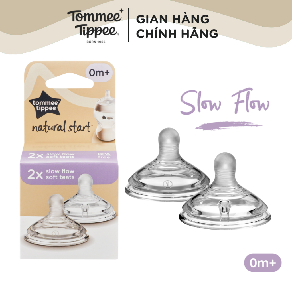 Ảnh Núm Ty Silicon Siêu Mềm Tự Nhiên Cho Bé Tommee Tippee Natural Start Slow Flow 0-3 Tháng (Vỉ đôi, tách lẻ) 1