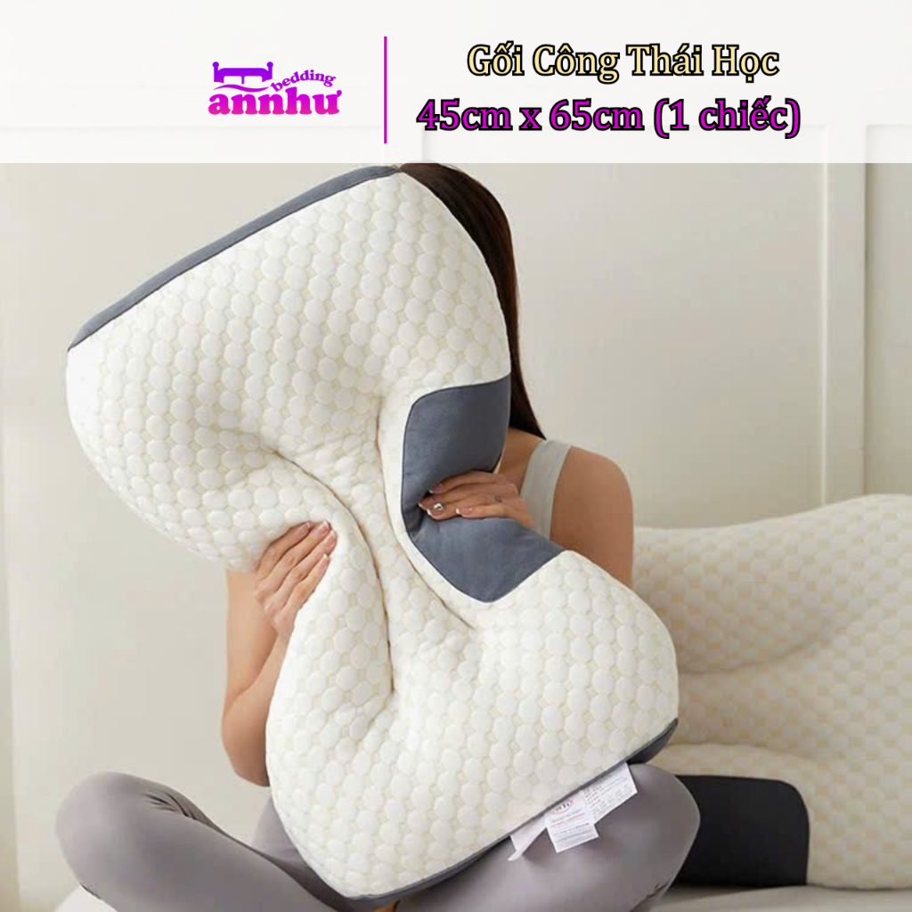 Gối Công Thái Học Ruột Bông Gòn Kháng Khuẩn An Như Bedding