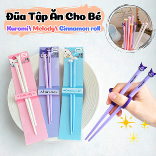 Đũa Tập Ăn Kuromi Cún Vàng Melody Hello Kitty Hình 3D Dễ Thương, Đũa Nhựa Cao Cấp Chịu Được Nhiệt Độ Cao Dành Cho Bé