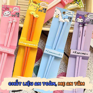 Đũa Tập Ăn Kuromi Cún Vàng Melody Hello Kitty Hình 3D Dễ Thương, Đũa Nhựa Cao Cấp Chịu Được Nhiệt Độ Cao Dành Cho Bé