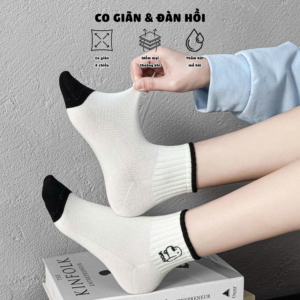 Tất vớ nam nữ cổ ngắn phong cách Hàn Quốc đơn giản, chất liệu mềm mại co giãn 4 chiều - Ekiu Shop