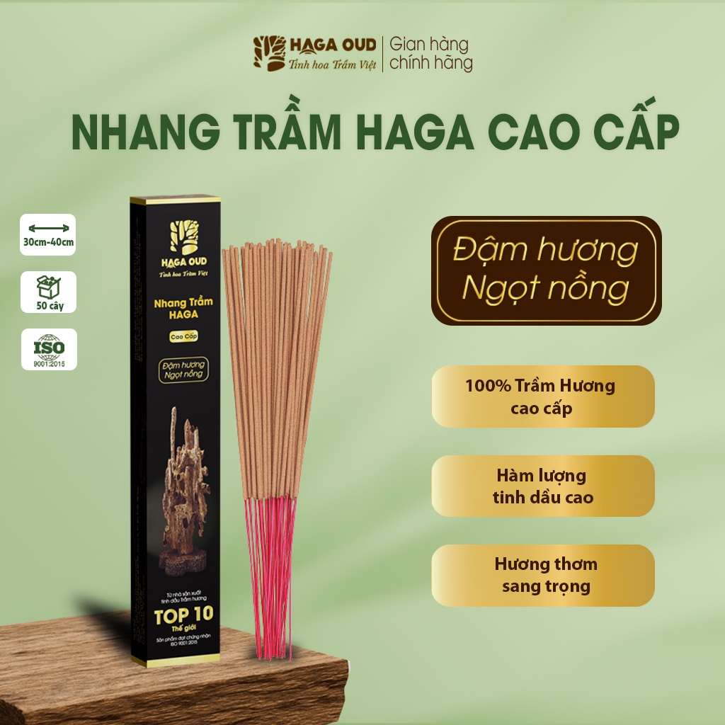 Ảnh Nhang trầm Haga cao cấp, Thơm trầm đậm ngọt, Mùi hương cao quý, An toàn sức khỏe, 50 cây/5 cây - 30cm/40cm 1