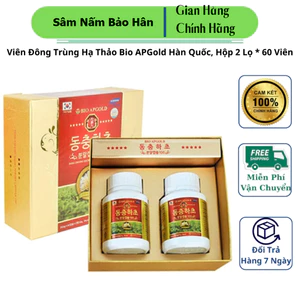 Viên Đông Trùng Hạ Thảo Bio APGold Hàn Quốc, Hộp 2 Lọ * 60 Viên