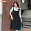 Đầm thiết kế BEMINE cổ V giả yếm đinh hoa nơ dáng chữ A phù hợp đi làm-MT10162