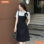 Đầm thiết kế BEMINE cổ V giả yếm đinh hoa nơ dáng chữ A phù hợp đi làm-MT10162