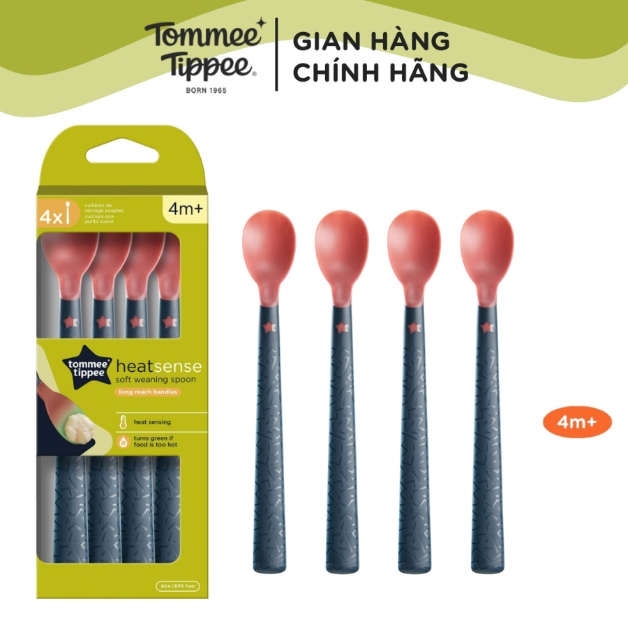Ảnh Thìa Ăn Dặm Có Báo Nhiệt Tommee Tippee Heat Sense, Cho Bé Từ 4 Tháng (Set 4 Thìa, Tách Lẻ) 1