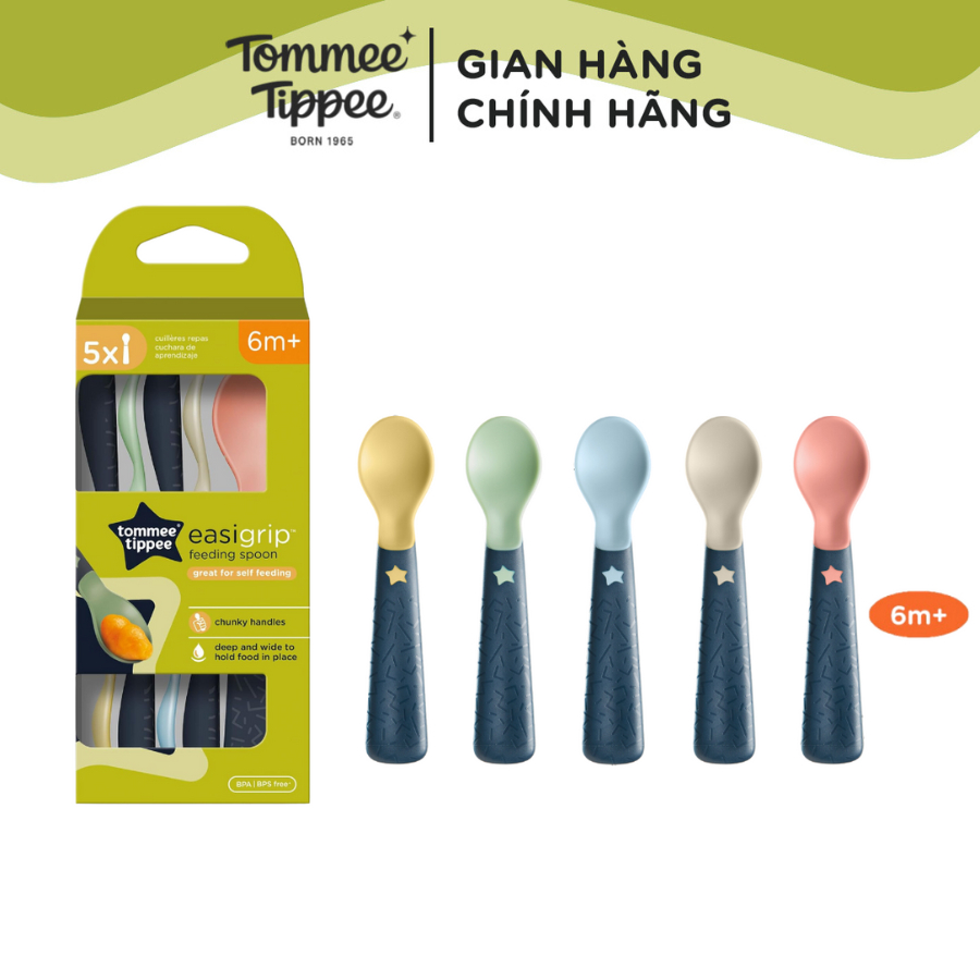 Ảnh Thìa Tập Ăn Tommee Tippee Easigrip, Dành Cho Bé Từ 6 Tháng - Set 5 Thìa, Tách Lẻ (Giao Màu Ngẫu Nhiên) 1