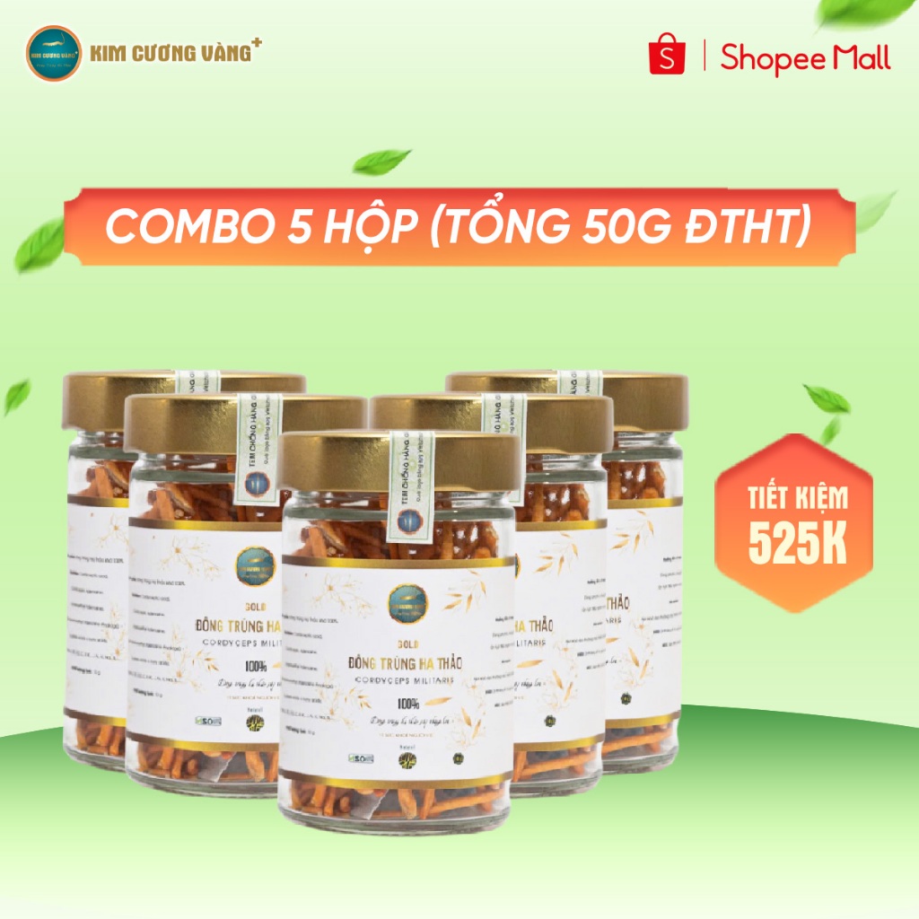 Ảnh Combo 5 Hộp Đông Trùng Hạ Thảo GOLD Kim Cương Vàng Tăng Đề Kháng Bảo Vệ Sức Khỏe combo 5 hộp/50gram 1