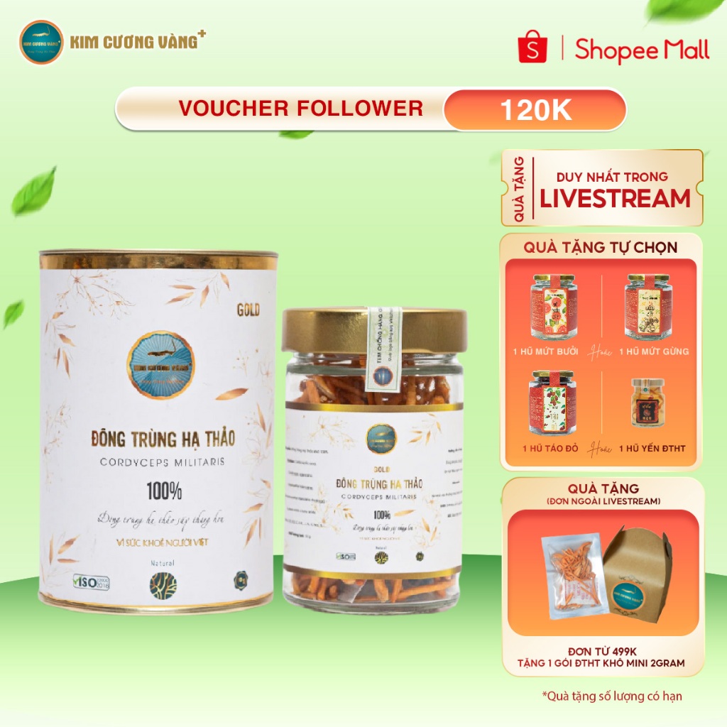 Ảnh Đông Trùng Hạ Thảo Gold Kim Cương Vàng - Hỗ Trợ Giải Độc Gan, Tăng Cường Đề Kháng Hàng Chính Hãng  (10Gr/Hộp) 1