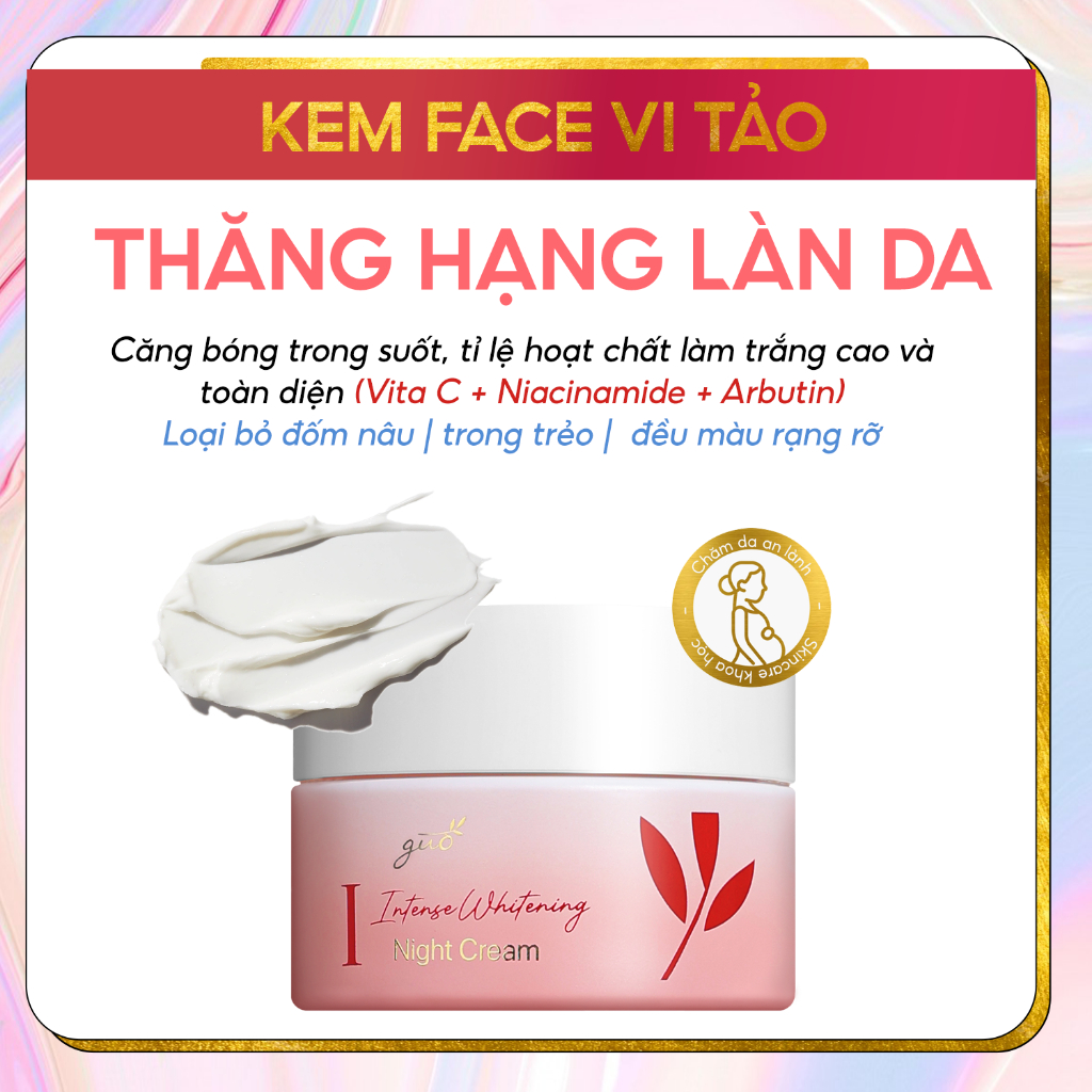 Ảnh Kem Dưỡng Trắng Da Mặt Cho Bà Bầu, dưỡng trắng an toàn, mờ thâm nám Vi Tảo Đỏ GUO 30g 1