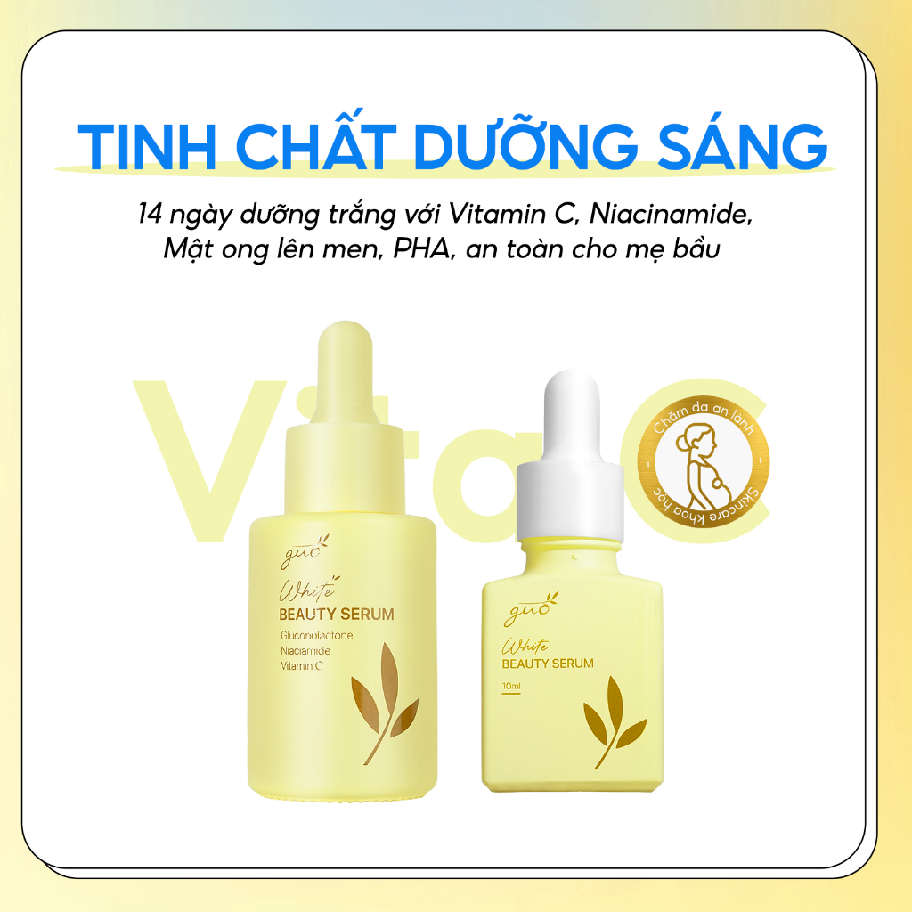 Ảnh Serum Dưỡng Trắng Mờ Thâm Cho Bà Bầu Tinh Chất Vitamin C+ Niacinamide Thu Nhỏ Lỗ Chân Lông GUO 30ml 1