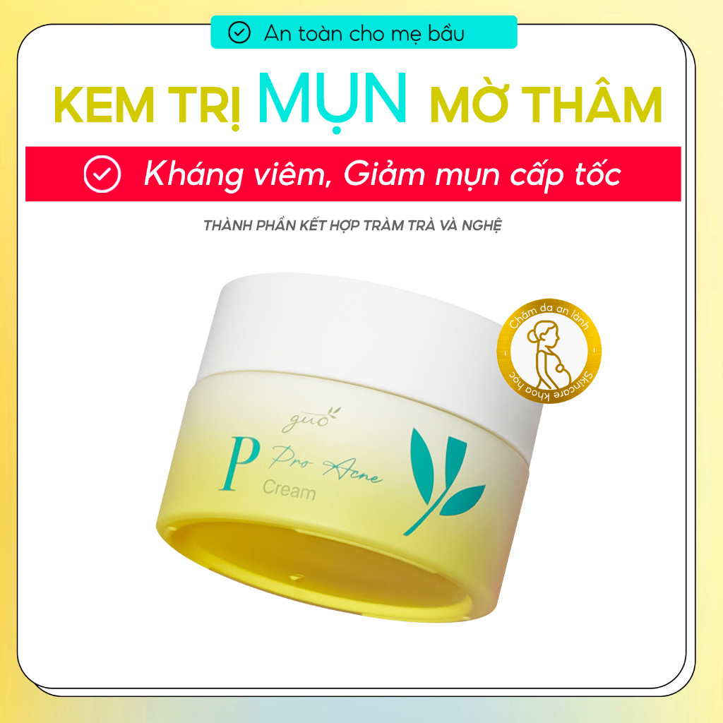 Ảnh Kem nghệ cho bà bầu kiềm dầu giảm mụn mờ thâm GUO 30g [Tràm trà và nghệ] 1