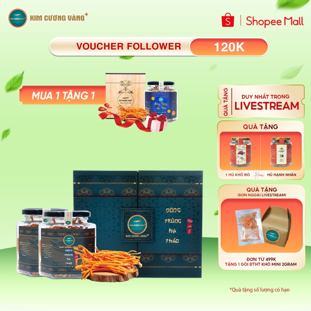 Ảnh Combo Đông Trùng Hạ Thảo Thượng Phẩm Kim Cương Vàng Hỗ Trợ Đề Kháng Chống Suy Nhược Chính Hãng 2 Lọ x 15gram 1