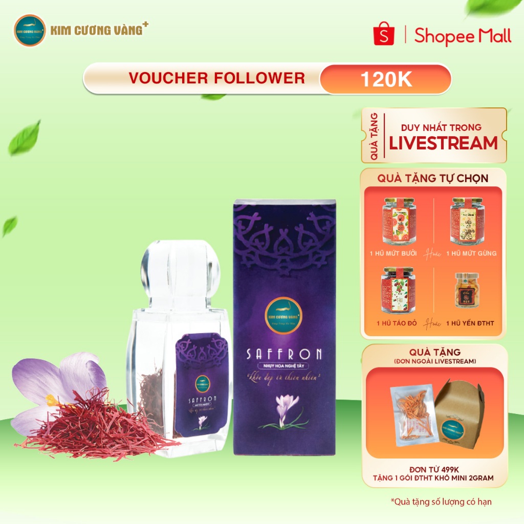 Ảnh Nhụy Hoa Nghệ Tây Saffron Kim Cương Vàng - Dưỡng Da,Cải Thiện Tâm Trạng, Giảm Mệt Mỏi (1Gr/Hộp) 1