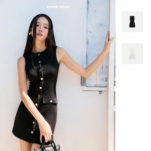Đầm Ngắn Nữ Sleeveless Knit Mini Button, Chất Vải Thun Gân Thoải Mái, WDN123, SOME HOW STORE