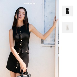 [Best Seller] Đầm Ngắn Nữ Sleeveless Knit Mini Button, Chất Vải Thun Gân Thoải Mái, WDN123, SOME HOW STORE
