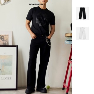  Quần Jean Nam Flare Diagknee Black White, Chất Vải Jean Cotton Thoải Mái, QJ0120, SOME HOW STORE