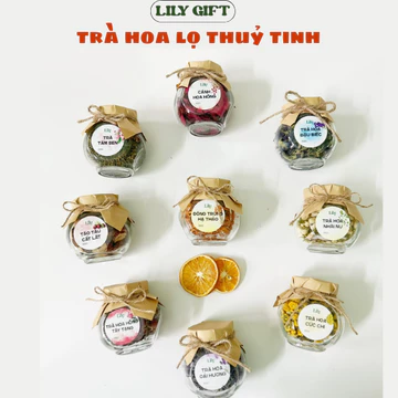 Trà hoa, trà thảo mộc sấy lạnh lọ tròn 180ml - Trà hoa hồng, hoa cúc, tâm sen, đông trùng hạ thảo