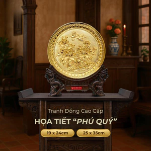Tranh Đĩa Đồng Phú Quý , Mạ Vàng 24K - Đồ Đồng Cao Cấp - Cửu Diệu Thiên