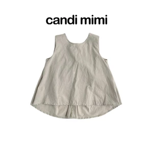 CANDI MIMI Áo thô cotton khoét nách lưng áo nơ - Phong cách Hàn Quốc