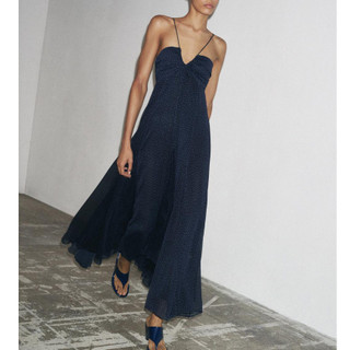 Đầm Zara made in Morocco dây đeo cổ corset maxi - nữ