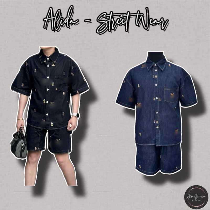 ⚡️[Hight Quality] Bộ Quần / Áo Sơ Mi Denim 1-\/ Icon Ready To Wear - Điểm Nhấn Logo Người Thêu Cao Cấp Street Wear