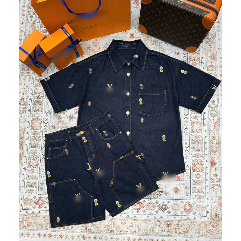 ⚡️[Hight Quality] Bộ Quần / Áo Sơ Mi Denim 1-\/ Icon Ready To Wear - Điểm Nhấn Logo Người Thêu Cao Cấp Street Wear