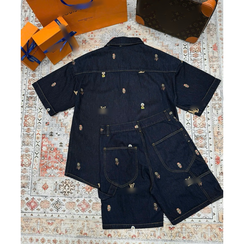 ⚡️[Hight Quality] Bộ Quần / Áo Sơ Mi Denim 1-\/ Icon Ready To Wear - Điểm Nhấn Logo Người Thêu Cao Cấp Street Wear