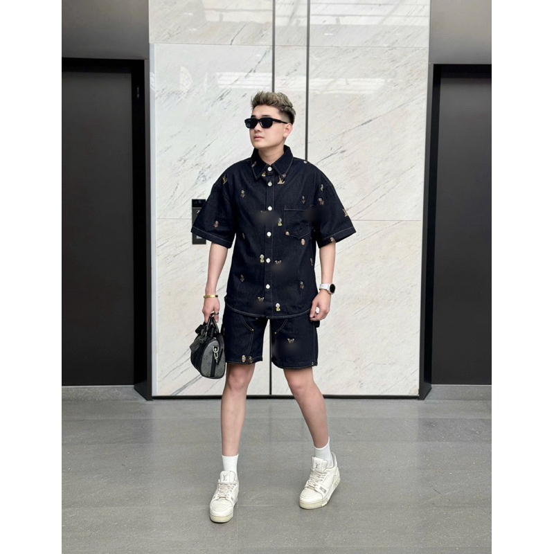 ⚡️[Hight Quality] Bộ Quần / Áo Sơ Mi Denim 1-\/ Icon Ready To Wear - Điểm Nhấn Logo Người Thêu Cao Cấp Street Wear