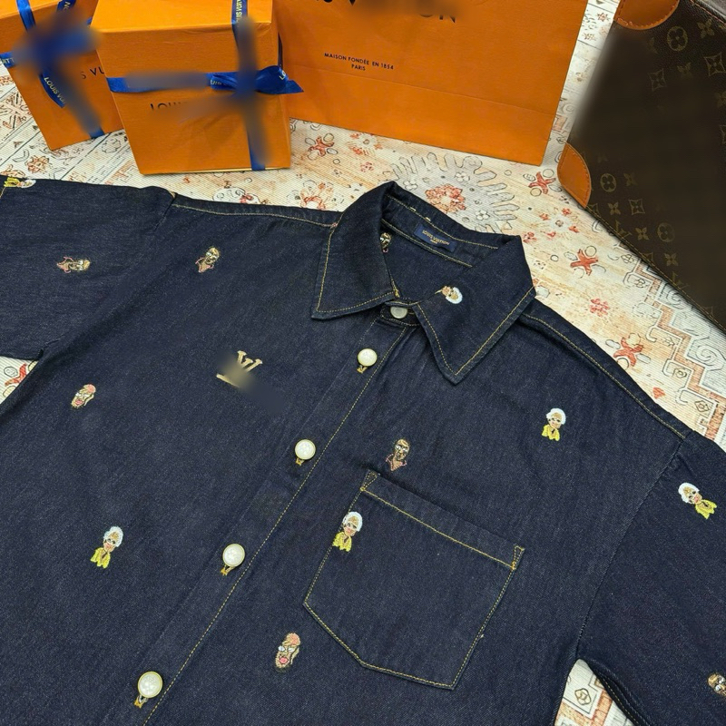 ⚡️[Hight Quality] Bộ Quần / Áo Sơ Mi Denim 1-\/ Icon Ready To Wear - Điểm Nhấn Logo Người Thêu Cao Cấp Street Wear