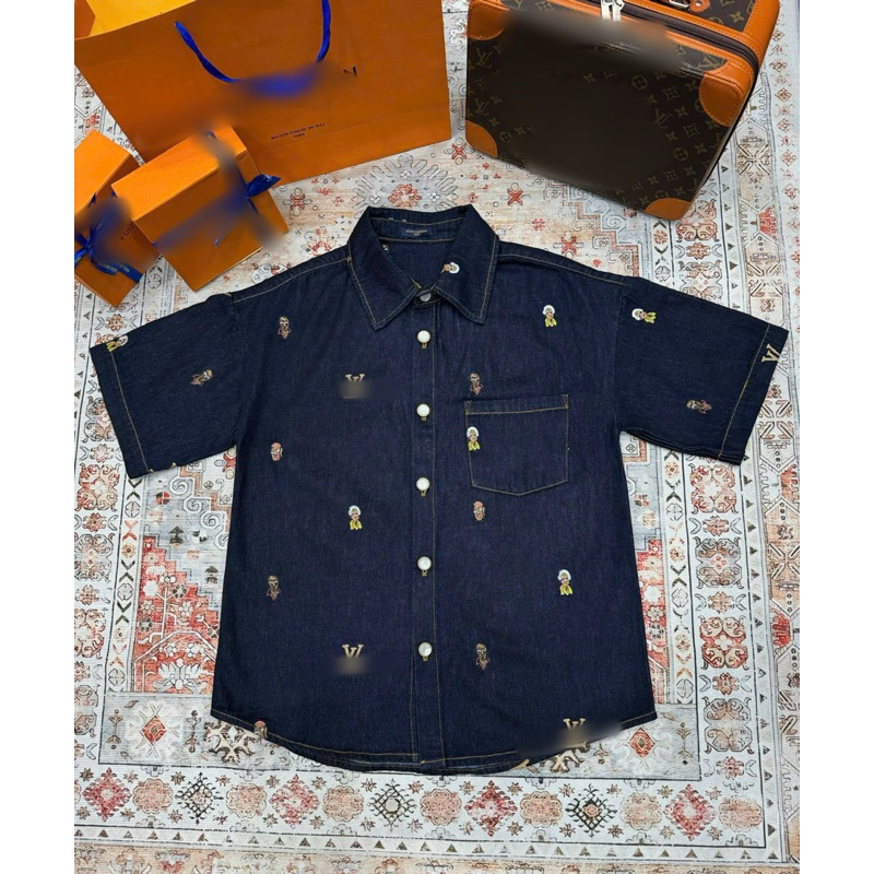 ⚡️[Hight Quality] Bộ Quần / Áo Sơ Mi Denim 1-\/ Icon Ready To Wear - Điểm Nhấn Logo Người Thêu Cao Cấp Street Wear