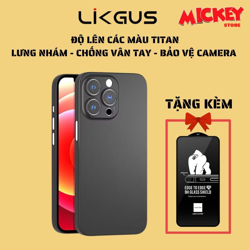 Ốp Likgus độ màu 15promax cho IPhone 11 12 13 14 15 16Promax bảo vệ cụm camera siêu đẹp