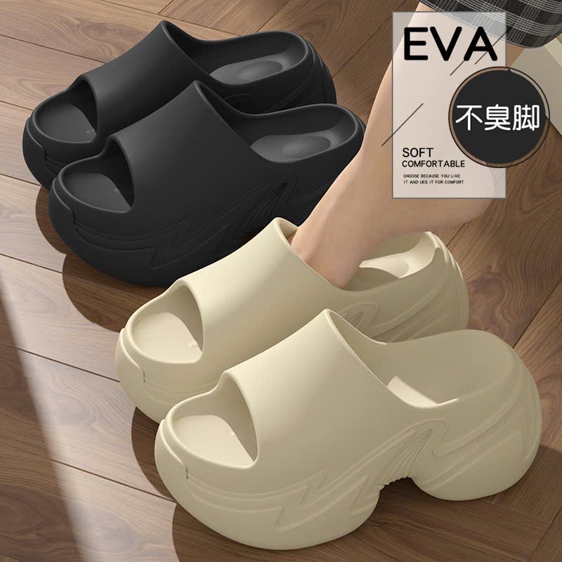 Dép Bánh Mì Uốn Lượn H18, Dép Quai Ngang Đế Siêu Dày Tăng Chiều Cao 7cm, Chất EVA Êm Chân, Phong Cách Streetwear