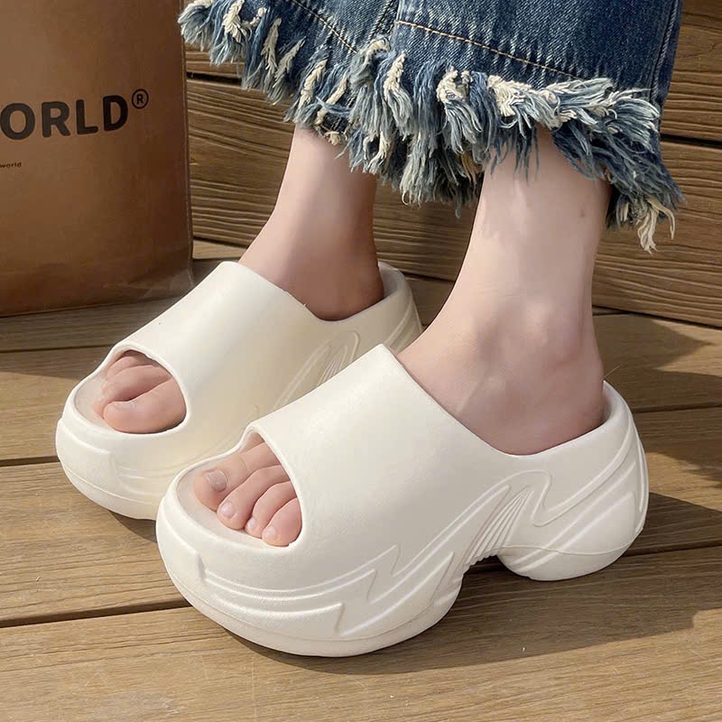 Dép Bánh Mì Uốn Lượn H18, Dép Quai Ngang Đế Siêu Dày Tăng Chiều Cao 7cm, Chất EVA Êm Chân, Phong Cách Streetwear