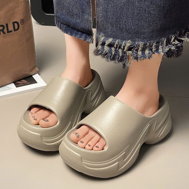 Dép Bánh Mì Uốn Lượn H18, Dép Quai Ngang Đế Siêu Dày Tăng Chiều Cao 7cm, Chất EVA Êm Chân, Phong Cách Streetwear