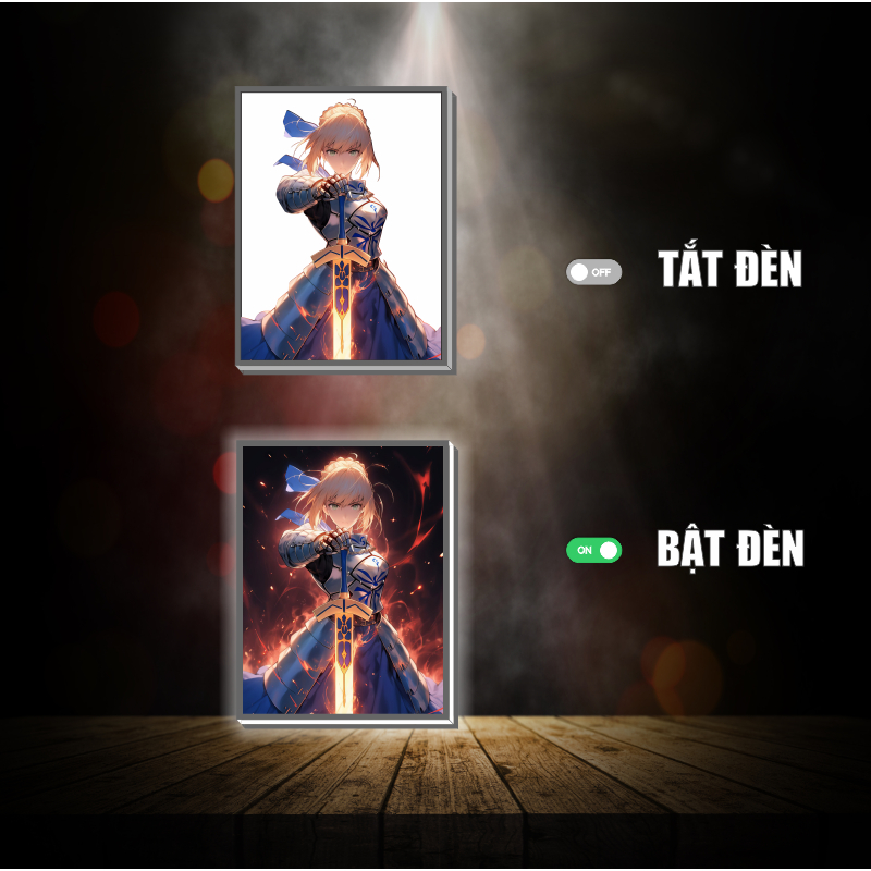 Tranh đèn led 3D đổi màu Fate Stay Night - Tranh đèn led 3D ANIME trang trí bàn làm việc, đèn ngủ
