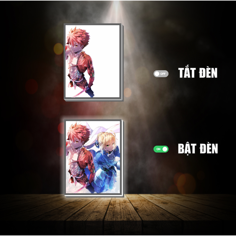 Tranh đèn led 3D đổi màu Fate Stay Night - Tranh đèn led 3D ANIME trang trí bàn làm việc, đèn ngủ