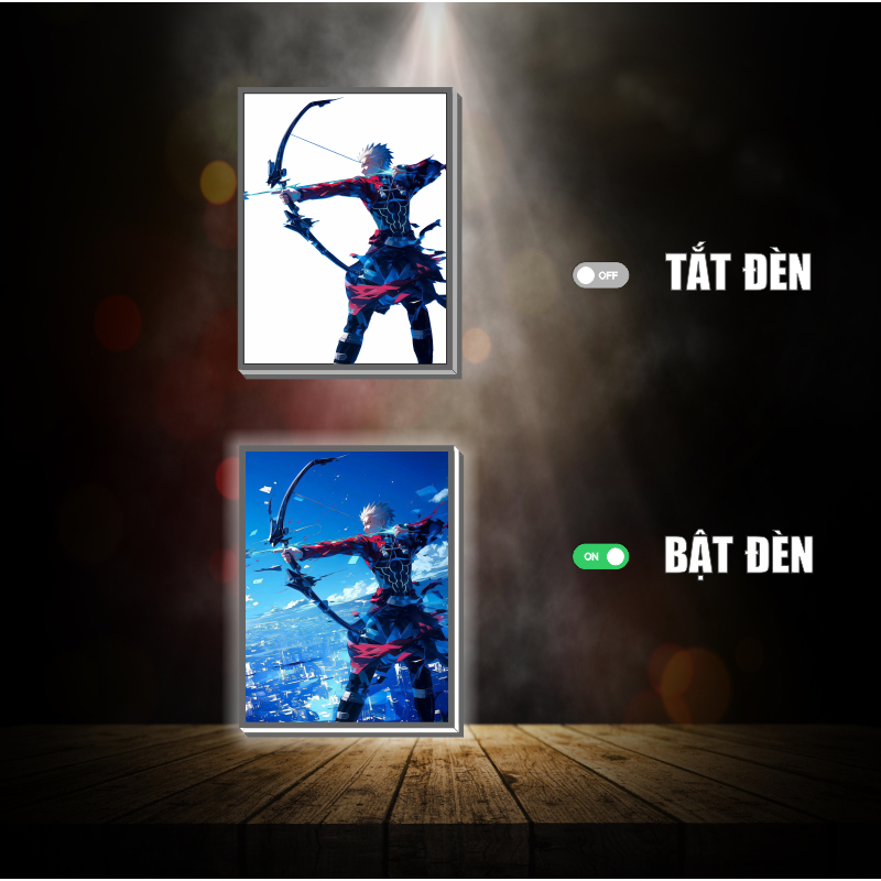Tranh đèn led 3D đổi màu Fate Stay Night - Tranh đèn led 3D ANIME trang trí bàn làm việc, đèn ngủ