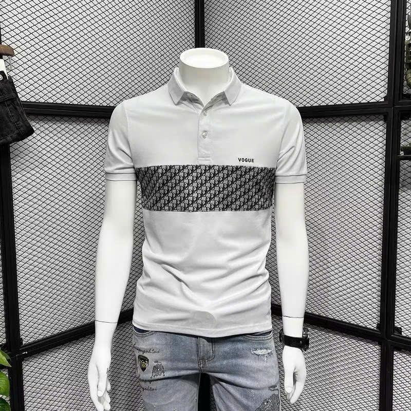 Áo thun nam cổ trụ dệt nổi logo trước ngực chất thun cotton co giãn cao cấp phong cách trẻ trung năng động