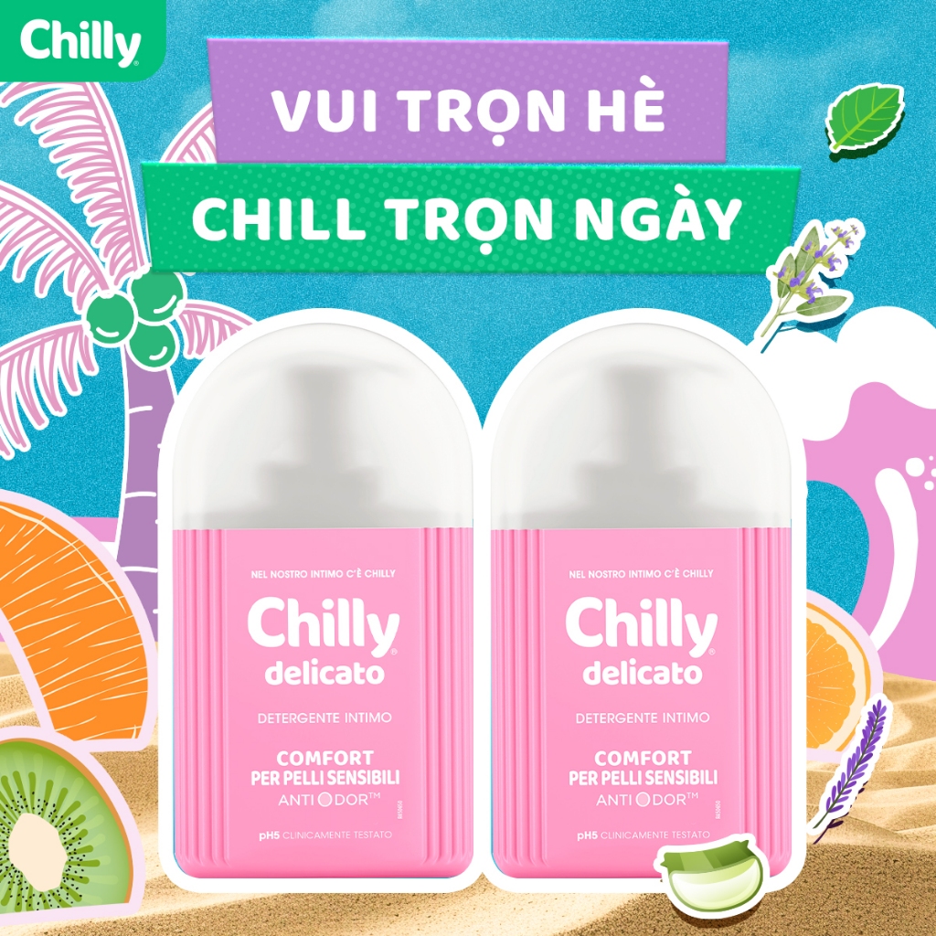 Ảnh Combo 2 Dung dịch vệ sinh phụ nữ Chilly Delicato chiết xuất lô hội dưỡng mềm mại, sạch dịu êm chai 200ml 1
