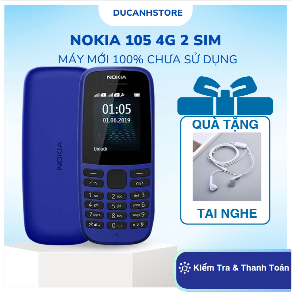 Điện thoại NOKlA 1O5 chuẩn 4G 2 Sim Chuẩn Quy Định Bộ Thông Tin,loa to ...