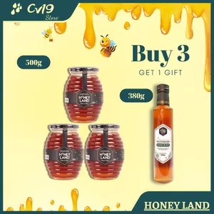Bộ 3 hủ mật ong hoa rừng Honey Land 500g tặng 1 Chai mật ong Điện Biên 380g