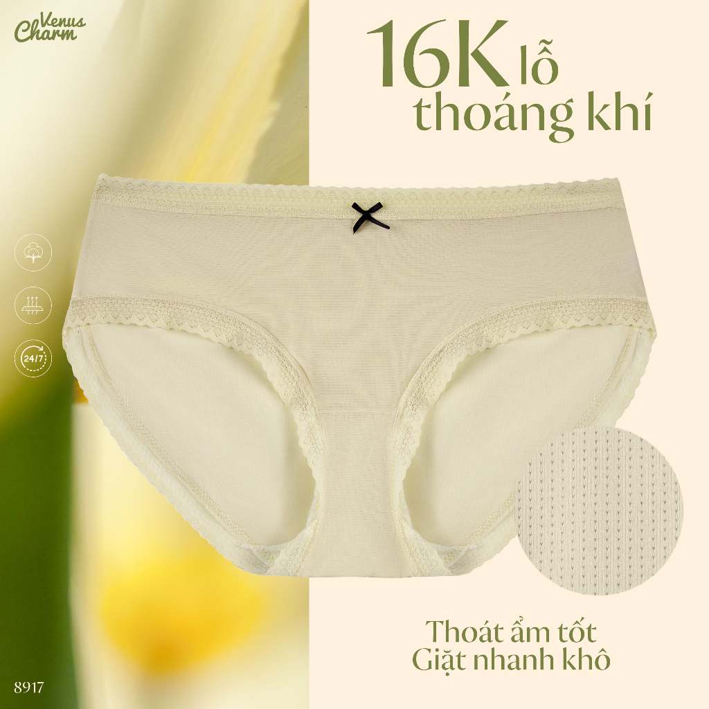 Ảnh Quần lót nữ cao cấp Venus Charm chất liệu thun lạnh ngàn lỗ thoáng nhẹ mát nhanh khô kháng khuẩn8917 2