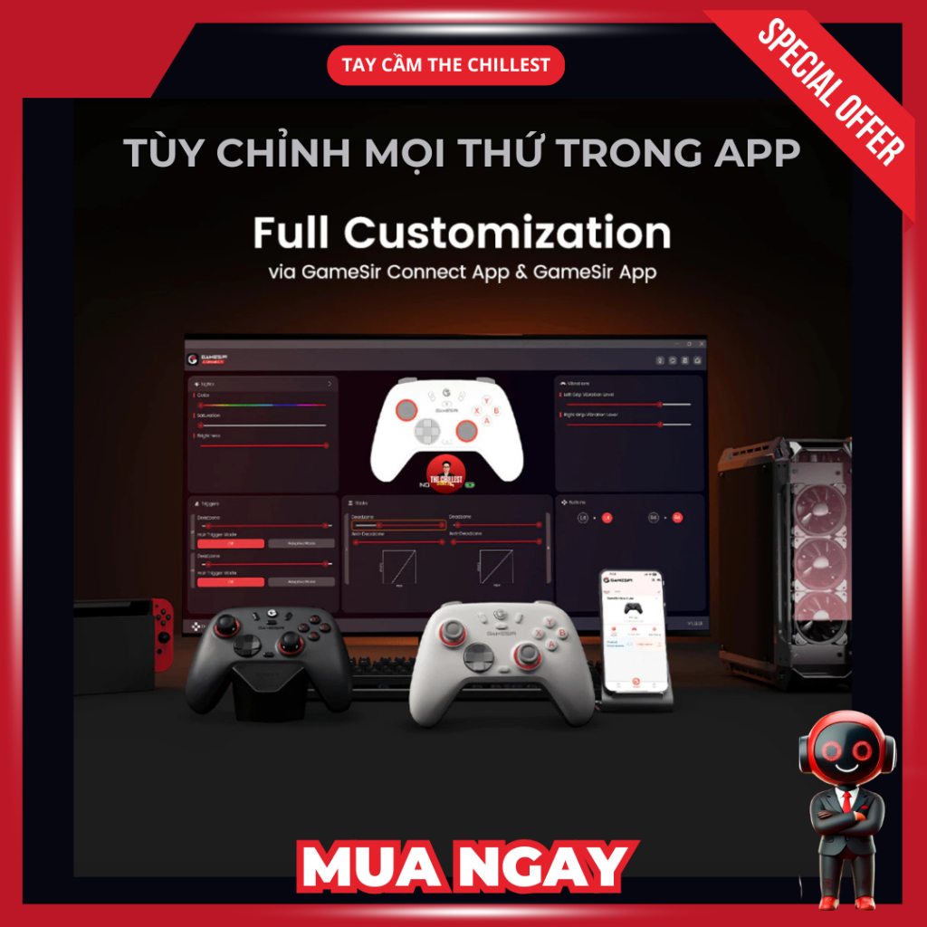 Tay cầm Gamesir NOVA 2 LITE, TẶNG bọc cần+móc khóa, Hall Effect, Macro hành trình, Trigger Lock