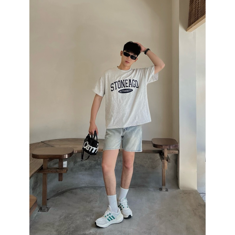 SHORT JEANS EMBROIDERY “S-T-A-P FLOWER” - UNISEX NAM NỮ, FORM TRÊN GỐI. TMTD39
