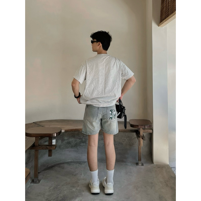SHORT JEANS EMBROIDERY “S-T-A-P FLOWER” - UNISEX NAM NỮ, FORM TRÊN GỐI. TMTD39