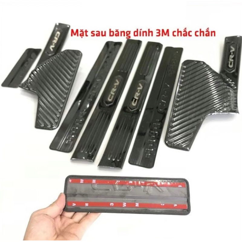 Ốp bậc cửa, nẹp bước chân xe Honda CRV 2018-2023 Vân Titan hàng cao cấp
