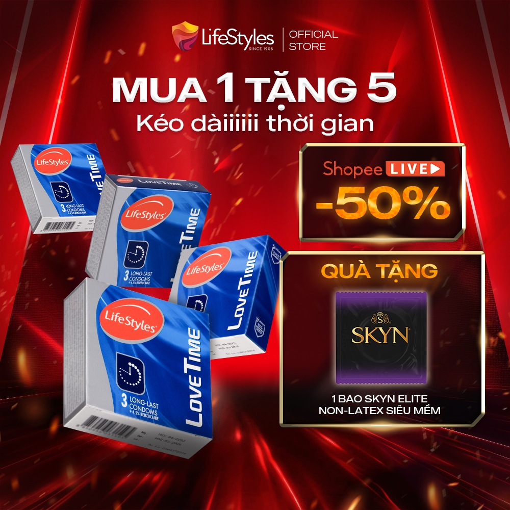 Ảnh Combo 4 hộp Bao cao su kéo dài thời gian quan hệ LifeStyles Love Time - Hộp 3 bao 1